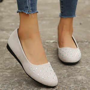 Women's Shiny Faux Rhinestone Round Toe Casual Shoes