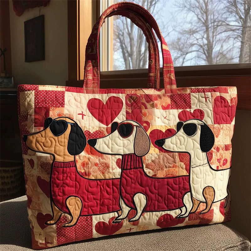 Cartoon Dachshund Dog Canvas Tote Bag