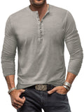 Men's Vintage Comfy Long Sleeve Washed Henley Shirts