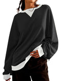 Women's Casual Contrast Color Long Sleeve Sweatshirts