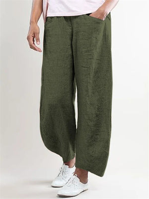 Female Solid Color Mid-Rise Loose Casual Straight-Leg Pants