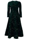 Women's Sequined Long Sleeve Big Hem Maxi Dress
