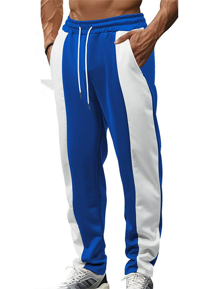 Men's Trendy Contrast Color Patchwork Drawstring Sports Trousers