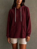 Womens Pullover Waffle Knit Hoodie with Pockets