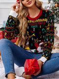 Women's Autumn Elk Santa Claus Jacquard Round Neck Christmas Sweaters