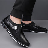 Men's Casual Plaid Faux Leather Flats Slip-ons Shoes