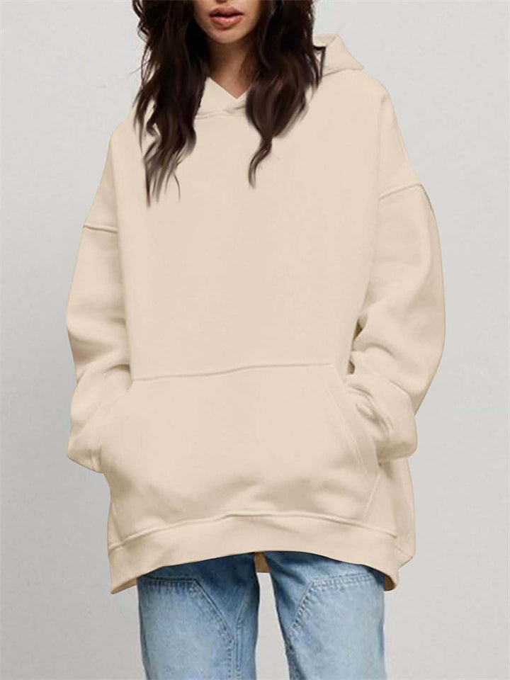 Women's Solid Fleece-lined Thickened Oversized Hoodies