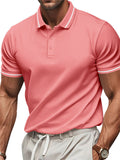 Men's Summer Contrast Trim Quick Dry Polo Collar Short Sleeve Shirts