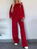 Women's Autumn Velvet Loose BatWing Sleeve Sweatsuit Two Piece Set