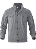 Men's Solid Color Corduroy Pockets Cardigan Cargo Jackets