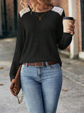 Autumn Crew Neck Long Sleeve Casual Shirt for Lady