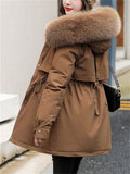 Fashionable Faux Fur Collar Super Warm Padded Coats for Women