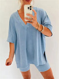Loose-fitting Cozy Two-piece V-neck Suits for Women