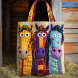Cute Quilted Horse Pattern Tote Bags