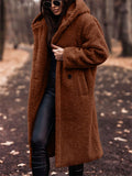 Women's Warm Hooded Maxi Plush Coat for Winter
