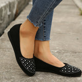 Women's Shiny Faux Rhinestone Round Toe Casual Shoes