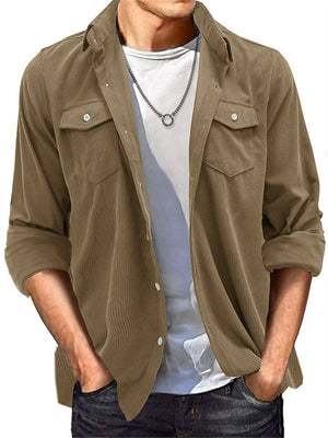 Men's Casual Corduroy Long Sleeve Autumn Button Shirt