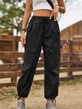 Female Casual Elastic Waist Ankle-tied Cargo Trousers