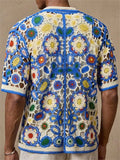 Men's Retro Summer Trendy Hollow Crocheted Short Sleeve Shirts