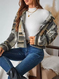 Female's Autumn Printed Single Breasted Waist Length Cardigan Coats