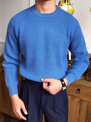 Men's Autumn Solid Color Round Neck Pullover Knitted Sweaters