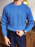 Men's Autumn Solid Color Round Neck Pullover Knitted Sweaters