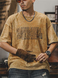 Men's Paisley Letter Printed Crew Neck Shirts