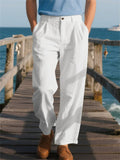 Male's Solid Color Casual Loose Straight Wide Leg Suit Trousers