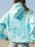 Women's Solid Color Floral Embroidery Long Sleeve Hoodie