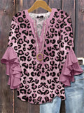Women's Summer Holiday Style Floral Printed Ruffle Sleeve Blouses