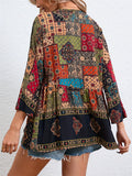 Women's Summer Holiday Style Contrast Color Printed Half Sleeve Shirt