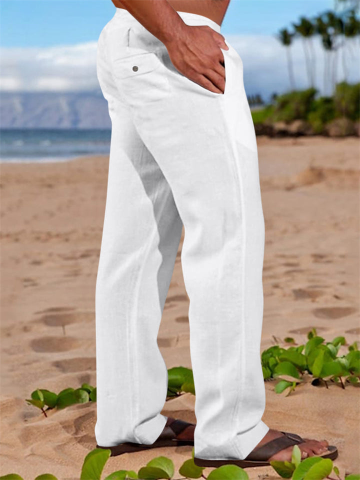 Summer Popular Male Straight Leg Mid Waist Casual Pants