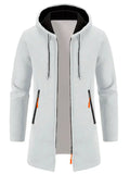 Men's Autumn Solid Color Hooded Long Sleeve Midi Length Coats