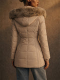 Women's Winter Slim Fit Puffer Faux Fur Hood Winter Parka Coat