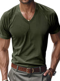 Comfy Men's Casual V-neck Corduroy Short Sleeve Shirt