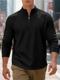Men's Autumn Casual Long Sleeve Waffle Weave Zip Neck Top