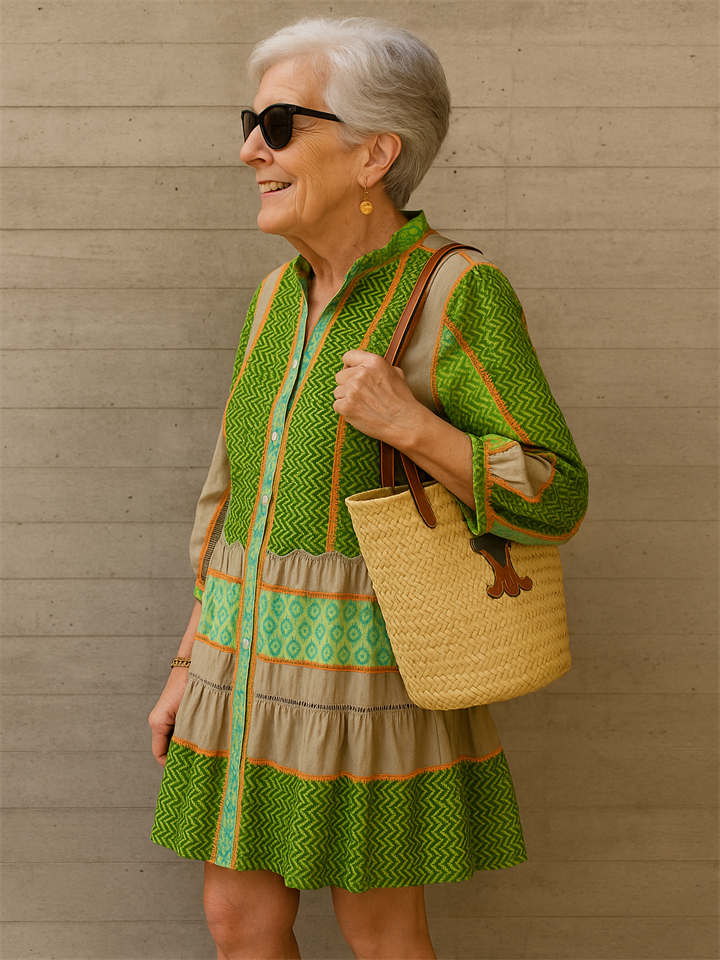 Women's Stylish 3/4 Sleeve Summer Patchwork Dress