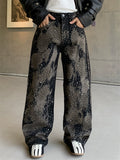 Men's Cool Mid-Waist Loose Fit Jeans with Rhinestone
