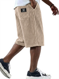 Men Casual Loose Fit Wide Leg Summer Corduroy Shorts