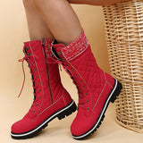 Lady Trendy Autumn Winter Side Zipper Mid Calf Boots