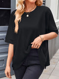 Women's Loose Solid Color Round Neck Short Sleeve T-Shirt