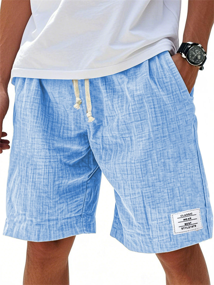 Men Cotton Blend Breathable Summer Casual Beach Shorts