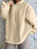 Female Plus Size Casual Plush Drawstring Hoodie