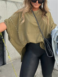 Stylish Side Studded Oversized Short Sleeve Shirt for Women