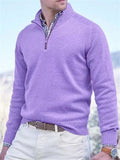 Men's Stand Collar Pullover Ribbed Hem Knitted Sweater