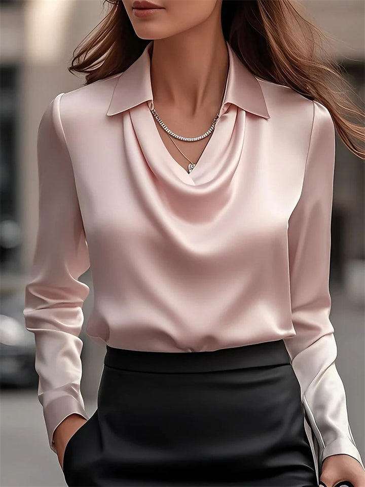 Women's Solid Color Simple Lapel Long Sleeve Blouses