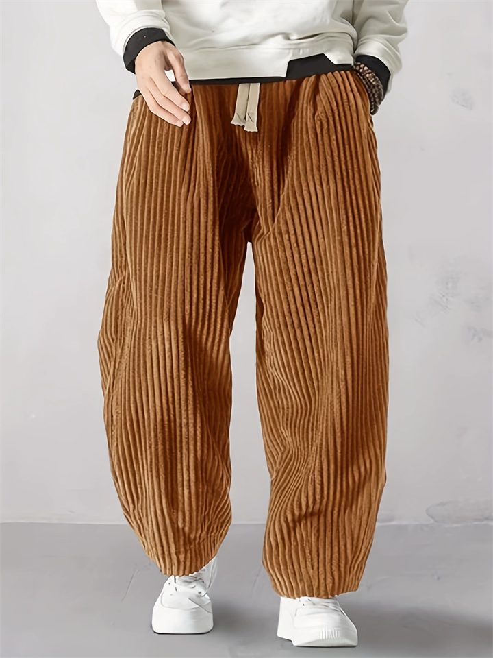 ‌Men's Casual Corduroy Elastic Waist‌ Loose Fit Harem Pants