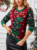 Women's Autumn Christmas Elements Jacquard Round Neck Pullover Sweaters