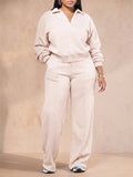 Women 2 Piece Casual Polo Wide Leg Lounge Set Sweatsuit