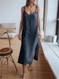 Casual Simple Women's Hem Split Sleeveless Cami Dresses
